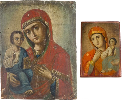Auction 151<br>ZWEI IKONEN MIT GNADENBILDERN DER GOTTESMUTTER