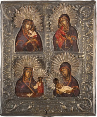 Picture VIERFELDER-IKONE MIT GNADENBILDERN DER GOTTESMUTTER MIT RIZA