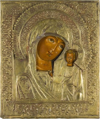 Picture IKONE MIT DER GOTTESMUTTER VON KASAN (KASANSKAJA) MIT OKLAD