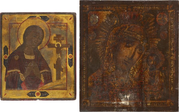 Auction 151<br>ZWEI IKONEN: GOTTESMUTTER VON KASAN (KASANSKAJA) UND GOTTESMUTTER ACHTYRSKAJA