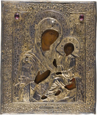 Bild IKONE MIT DER GOTTESMUTTER VON TICHWIN (TICHWINSKAJA) MIT VERMEIL-OKLAD