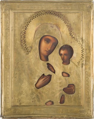 Bild KLEINE IKONE MIT DER GOTTESMUTTER VON TICHWIN (TICHWINSKAJA) MIT OKLAD