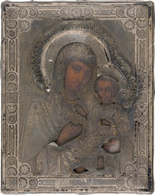 Picture IKONE MIT DER GOTTESMUTTER VON TICHWIN (TICHWINSKAJA) MIT SILBER-OKLAD