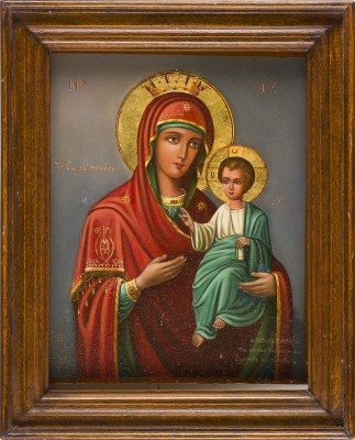Auktion 151<br>DATIERTE IKONE MIT GOTTESMUTTER 'DIE SCHNELLERHÖRENDE' (GORGOEPIKOOS)