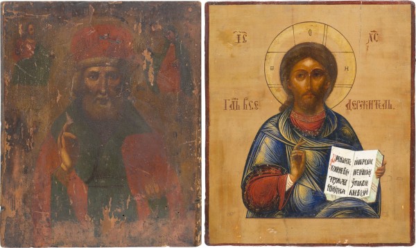 Auction 151<br>ZWEI IKONEN: CHRISTUS PANTOKRATOR UND HEILIGER NIKOLAUS VON MYRA