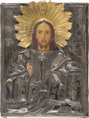 Picture KLEINE IKONE MIT CHRISTUS PANTOKRATOR MIT SILBER-OKLAD