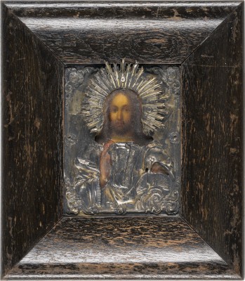 Bild KLEINE IKONE MIT CHRISTUS DEM WELTENHERRSCHER MIT VERMEIL-OKLAD