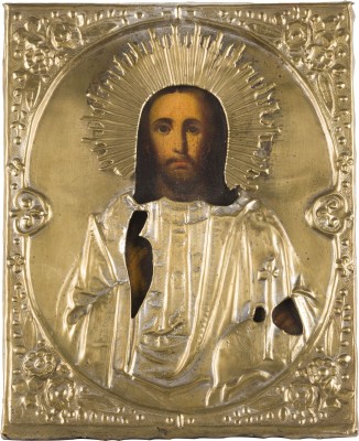 Bild IKONE MIT CHRISTUS DEM WELTENHERRSCHER MIT OKLAD