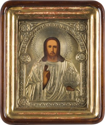 Picture IKONE MIT CHRISTUS DEM WELTENHERRSCHER MIT OKLAD IM KIOT