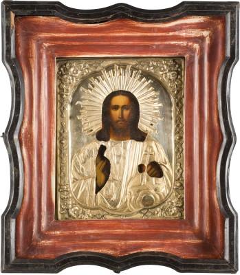 Picture IKONE MIT CHRISTUS DEM WELTENHERRSCHER MIT OKLAD IM KIOT