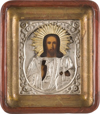 Picture KLEINE IKONE MIT CHRISTUS PANTOKRATOR MIT OKLAD IM KIOT