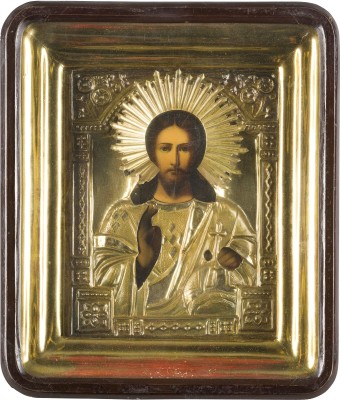 Picture IKONE MIT CHRISTUS PANTOKRATOR MIT OKLAD IM KIOT