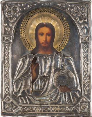 Bild KLEINE IKONE MIT CHRISTUS PANTOKRATOR MIT OKLAD