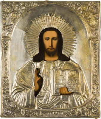 Picture IKONE MIT CHRISTUS PANTOKRATOR MIT OKLAD
