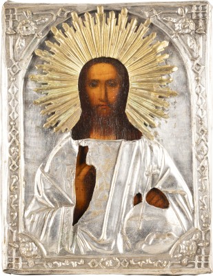 Picture KLEINE IKONE MIT CHRISTUS DEM WELTENHERRSCHER MIT OKLAD