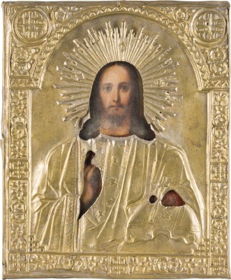 Bild IKONE MIT CHRISTUS DEM WELTENHERRSCHER MIT OKLAD