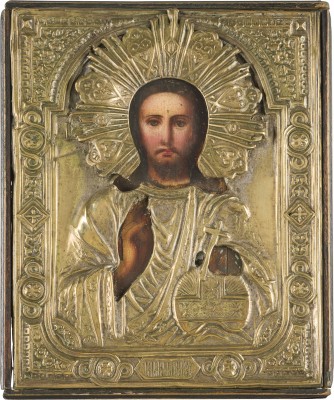 Bild KLEINE IKONE MIT CHRISTUS PANTOKRATOR MIT OKLAD