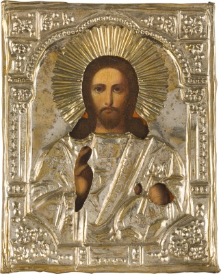 Bild KLEINE IKONE MIT CHRISTUS PANTOKRATOR MIT OKLAD