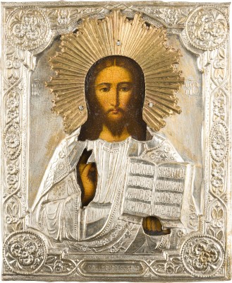 Bild KLEINE IKONE MIT CHRISTUS PANTOKRATOR MIT OKLAD