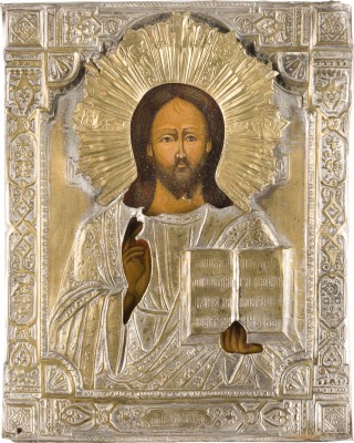 Picture IKONE MIT CHRISTUS PANTOKRATOR MIT OKLAD