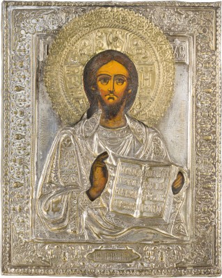 Bild KLEINE IKONE MIT CHRISTUS PANTOKRATOR MIT OKLAD