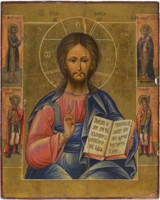 Auction 151<br>FEINE IKONE MIT CHRISTUS PANTOKRATOR MIT OKLAD