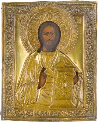 Bild KLEINE IKONE MIT CHRISTUS PANTOKRATOR MIT OKLAD