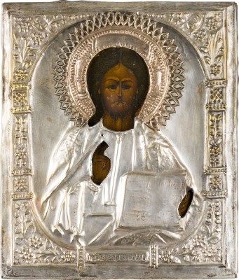 Picture IKONE MIT CHRISTUS PANTOKRATOR MIT OKLAD