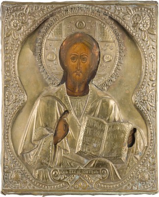 Bild IKONE MIT CHRISTUS PANTOKRATOR MIT OKLAD