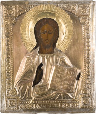 Picture IKONE MIT CHRISTUS PANTOKRATOR MIT OKLAD