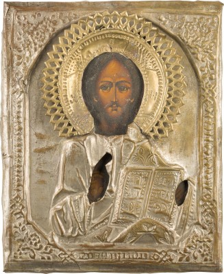 Bild KLEINE IKONE MIT CHRISTUS PANTOKRATOR MIT OKLAD