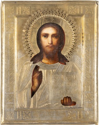 Picture IKONE MIT CHRISTUS PANTOKRATOR MIT OKLAD