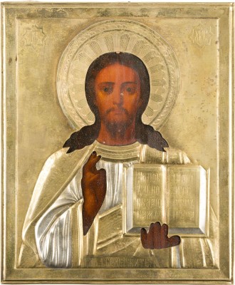 Picture IKONE MIT CHRISTUS PANTOKRATOR MIT OKLAD