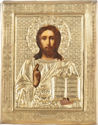 Bild KLEINE IKONE MIT CHRISTUS PANTOKRATOR MIT OKLAD