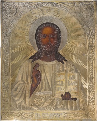 Bild KLEINE IKONE MIT CHRISTUS PANTOKRATOR MIT VERMEIL-OKLAD