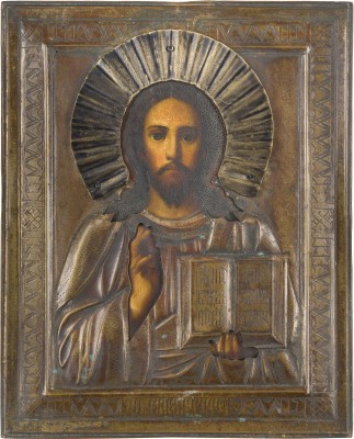 Bild KLEINE IKONE MIT CHRISTUS PANTOKRATOR MIT OKLAD
