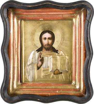 Picture KLEINE IKONE MIT CHRISTUS PANTOKRATOR MIT OKLAD IM KIOT