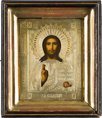 Picture KLEINE IKONE MIT CHRISTUS PANTOKRATOR MIT OKLAD IM KIOT
