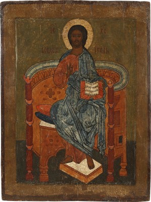 Auktion 151<br>MONUMENTALE UND FEINE IKONE MIT DEM THRONENDEN CHRISTUS AUS EINER KIRCHEN-IKONOSTASE