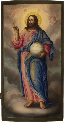 Auction 151<br>PAAR MONUMENTALE IKONEN MIT CHRISTUS UND DER GOTTESMUTTER 'FREUDE ALLER LEIDENDEN' AUS EINER KIRCHEN-IKONOSTASE