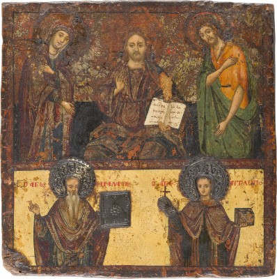Picture KLEINE ZWEIFELDER-IKONE MIT DEESIS UND DEN HEILIGEN CHARALAMPOS UND PANTELEIMON