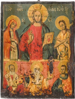 Bild ZWEIFELDER-IKONE MIT DEESIS UND AUSGEWÄHLTEN HEILIGEN