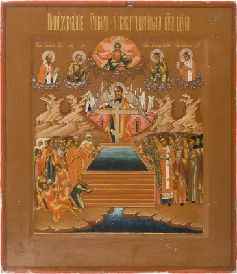 Auktion 151<br>SELTENE IKONE MIT DER AUSTRAGUNG DES HEILIGEN KREUZES