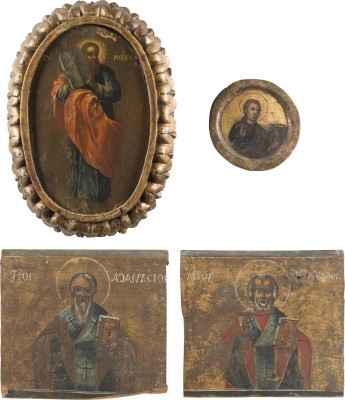 Auction 151<br>VIER IKONEN MIT DEM PROPHETEN MOSES, DEN HEILIGEN NIKOLAUS VON MYRA UND ATHANASIOS UND DEM EVANGELISTEN MARKUS