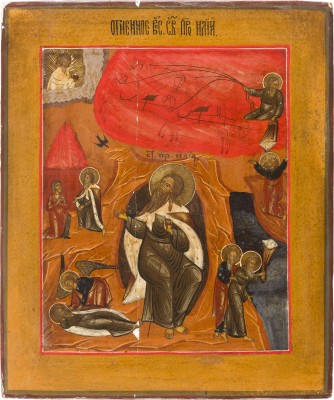 Picture IKONE MIT DEM PROPHETEN ELIAS, SEINEM LEBEN IN DER WÜSTE UND SEINER FEURIGEN HIMMELFAHRT