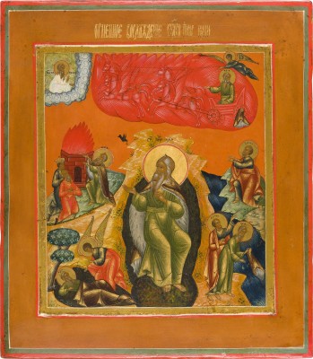 Picture IKONE MIT DEM PROPHETEN ELIAS, SEINEM LEBEN IN DER WÜSTE UND SEINER FEURIGEN HIMMELFAHRT