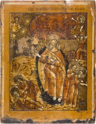 Picture IKONE MIT DEM PROPHETEN ELIAS, SEINEM LEBEN IN DER WÜSTE UND SEINER FEURIGEN HIMMELFAHRT