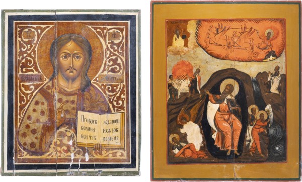 Auction 151<br>ZWEI GROSSE IKONEN: CHRISTUS PANTOKRATOR UND PROPHET ELIAS