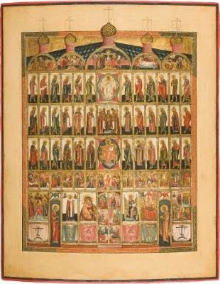 Auction 151<br>SELTENE, FEINE UND GROSSFORMATIGE IKONE MIT DER WIEDERGABE EINER KIRCHEN-IKONOSTASE