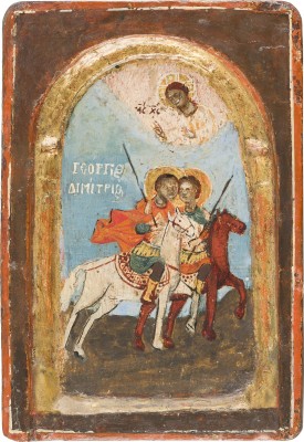Picture KLEINE IKONE MIT DEN REITERHEILIGEN GEORG UND DEMETRIOS